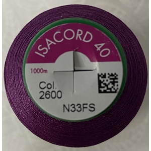 ISACORD 40 #2600 DUSTY GRAPE 1000m Machine Embroidery Sewing Thread