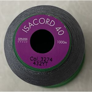 ISACORD 40 #3274 BATTLESHIP GREY 1000m Machine Embroidery Sewing Thread