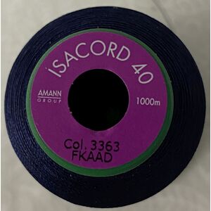 ISACORD 40 #3363 MIDNIGHT BLUE 1000m Machine Embroidery Sewing Thread