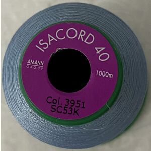 ISACORD 40 #3951 AZURE BLUE 1000m Machine Embroidery Sewing Thread