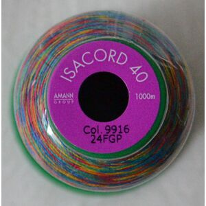 ISACORD 40 #9916 Variegated RAINBOW 1000m Machine Embroidery Sewing Thread