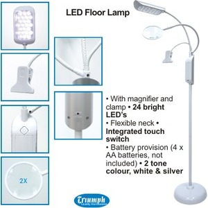 Truimph 24 LED Floor Lamp With Magnifier and Clip OD118FCM.WS
