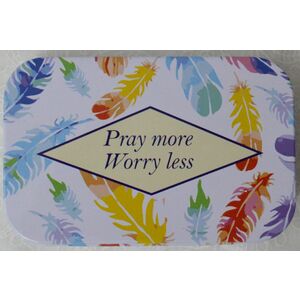 Pray More Worry Less Tin Prayer Box, 98 x 60mm, With Mini Pencil & Note Pad