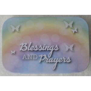 Blessings & Prayers Tin Prayer Box, 98 x 60mm, With Mini Pencil & Note Pad