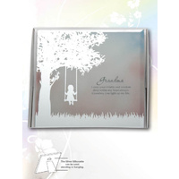 Silver Silhouette Plaque, GRANDMA, 150 x 150mm, Stand or Hang, Mirrored Giftware