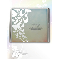 Silver Silhouette Plaque, FAMILY, 150 x 150mm, Stand or Hang, Mirrored Giftware