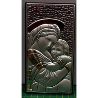 Sterling Silver Lippi Plaque, 150 x 80mm, MOTHER & CHILD, Certificate Guarantee