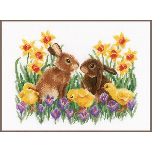 Vervaco BUNNIES WITH CHICKS Counted Cross Stitch Kit PN-0163023
