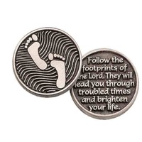 FOOTPRINTS Pocket Token With Message / Prayer 31mm Diameter Metal