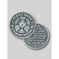 FIRST HOLY COMMUNION... Pocket Token With Message 31mm Diameter Metal