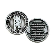 ST CHRISTOPHER, PATRON OF TRAVELERS, Pocket Token With Message 31mm Diameter