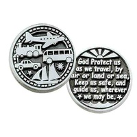 TRAVELLERS PRAY... Pocket Token With Message / Prayer 31mm Diameter Metal