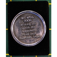 COMPANION COIN, GET WELL SOON, With Message, Prayer or Reading, 34mm Diameter, Metal