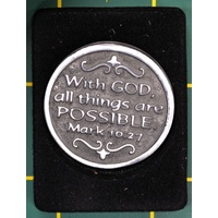 COMPANION COIN, WITH GOD... Pocket Token With Message, 34mm Diameter, Metal