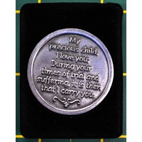 COMPANION COIN, FOOTPRINTS, With Message, Prayer or Reading, 34mm Diameter, Metal