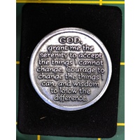 COMPANION COIN, SERENITY, With Message, Prayer or Reading, 34mm Diameter, Metal