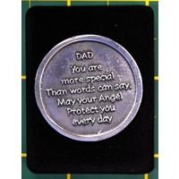 COMPANION COIN, DAD ANGEL, With Message, Prayer or Reading, 34mm Diameter, Metal