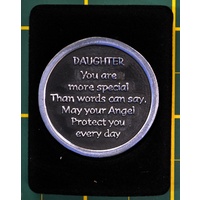 COMPANION COIN DAUGHTER ANGEL W Message, Prayer or Reading, 34mm Diameter, Metal