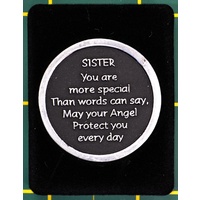 COMPANION COIN, SISTER ANGEL, With Message, Prayer or Reading, 34mm Diameter, Metal