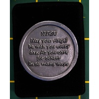 COMPANION COIN, NURSE ANGEL With Message Prayer or Reading, 34mm Diameter, Metal