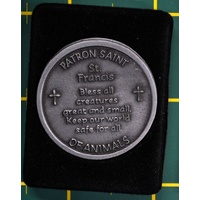 COMPANION COIN, ST FRANCIS, PATRON SAINT OF ANIMALS, 34mm Diameter, Metal