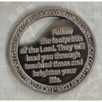 Open Lucky Coin, FOOTPRINTS, 35mm Diameter, Zinc Alloy