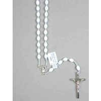 WHITE Rosary, 46cm Overall, Quadruple Interlock Links, Great First Rosary