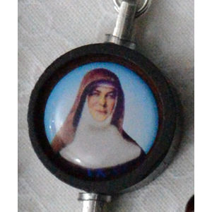 Mary MacKillop Wood Rosary, 5mm Beads, Picture Centrepiece, Rosary Made In Italy