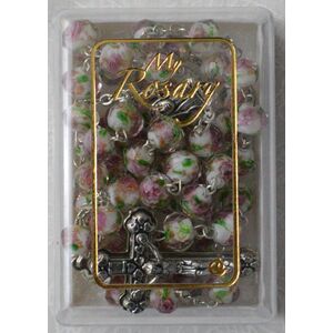 Rosary, 6mm Glass Facet Beads WHITE, Boxed, Made In Italy