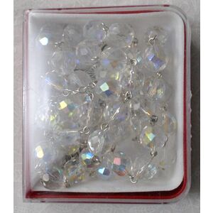 Rosary, 9mm Glass Beads CLEAR, Boxed, Made In Italy