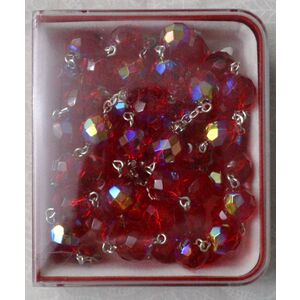 Rosary, 9mm Glass Beads RUBY RED, Boxed, Made In Italy