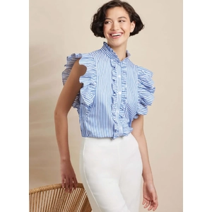 Misses Ruffled Button Front Top w Sleeve Variations Simplicity Sewing Pattern 3134H5