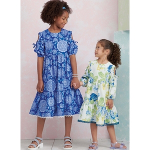 Childrens & Girls Dress w Sleeve Variations, Sz 7-14 Simplicity Sewing Pattern 9933K5