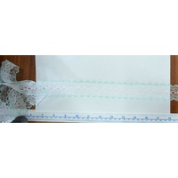 MINT WHITE 37mm Iridescent Feather Edge Eyelet Lace, Per metre