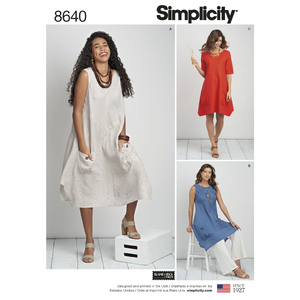 Simplicity Sewing Pattern 8640 Women's / Plus Size Dress or Tunic AA Sizes 10-18