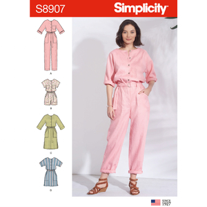 Simplicity Sewing Pattern S8907 Misses' Jumpsuit, Romper, Dresses & Belt H5 Sizes 6-14