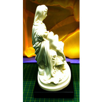 La Pieta Statue Mary Holding Jesus, White on Black Stand, 164 x 85 x 190mm Resin