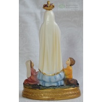 Our Lady Fatima With Children Statue, Resin, 125mm (5") High x 80mm Wide x 55mm Deep