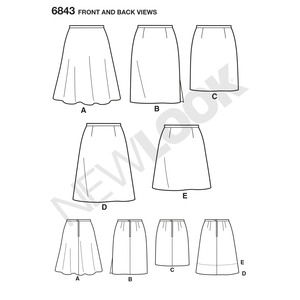 New Look Pattern 6843 Misses' Skirts