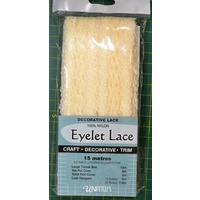 Uni Trim CREAM Eyelet Lace 30mm x 15m, Insertion Lace Knitting Lace, 100% Nylon