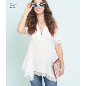 New Look Sewing Pattern 6452 Misses' Tops with Bodice and Hemline Variations