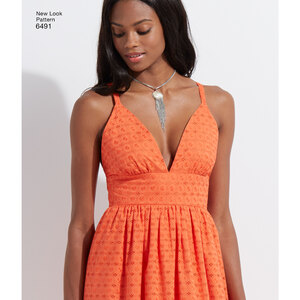 New Look Pattern 6491 Misses' Dresses in Two Lengths with Bodice Variations
