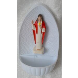 Plastic Water Font, Sacred Heart Of Jesus, 120mm x 67mm