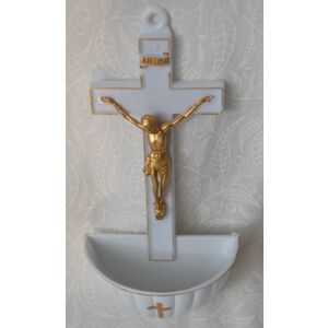 Plastic Water Font, Crucifix, 130mm x 67mm