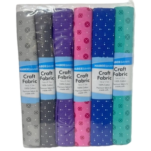 6 x Fat Metres ASSORTED Colour/Designs, 100% Cotton each 1m x 1.1m