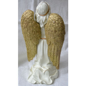 Praying Angel, White / Gold, 25 x 16 x 15cm, Poly, Christmas Angel