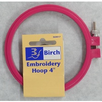 Birch 4" (10cm) Plastic Embroidery Hoop, Assorted Colours, Cross Stitch Embroidery