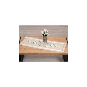 Make It DAISES & LEAVES Table Runner Traced Linen Cross Stitch Kit #585245