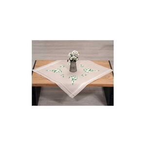 Make It DAISES & LEAVES Table Topper Traced Linen Cross Stitch Kit #585246
