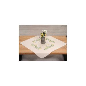 Make It PASTEL MEADOW Table Topper Traced Linen Cross Stitch Kit #585246